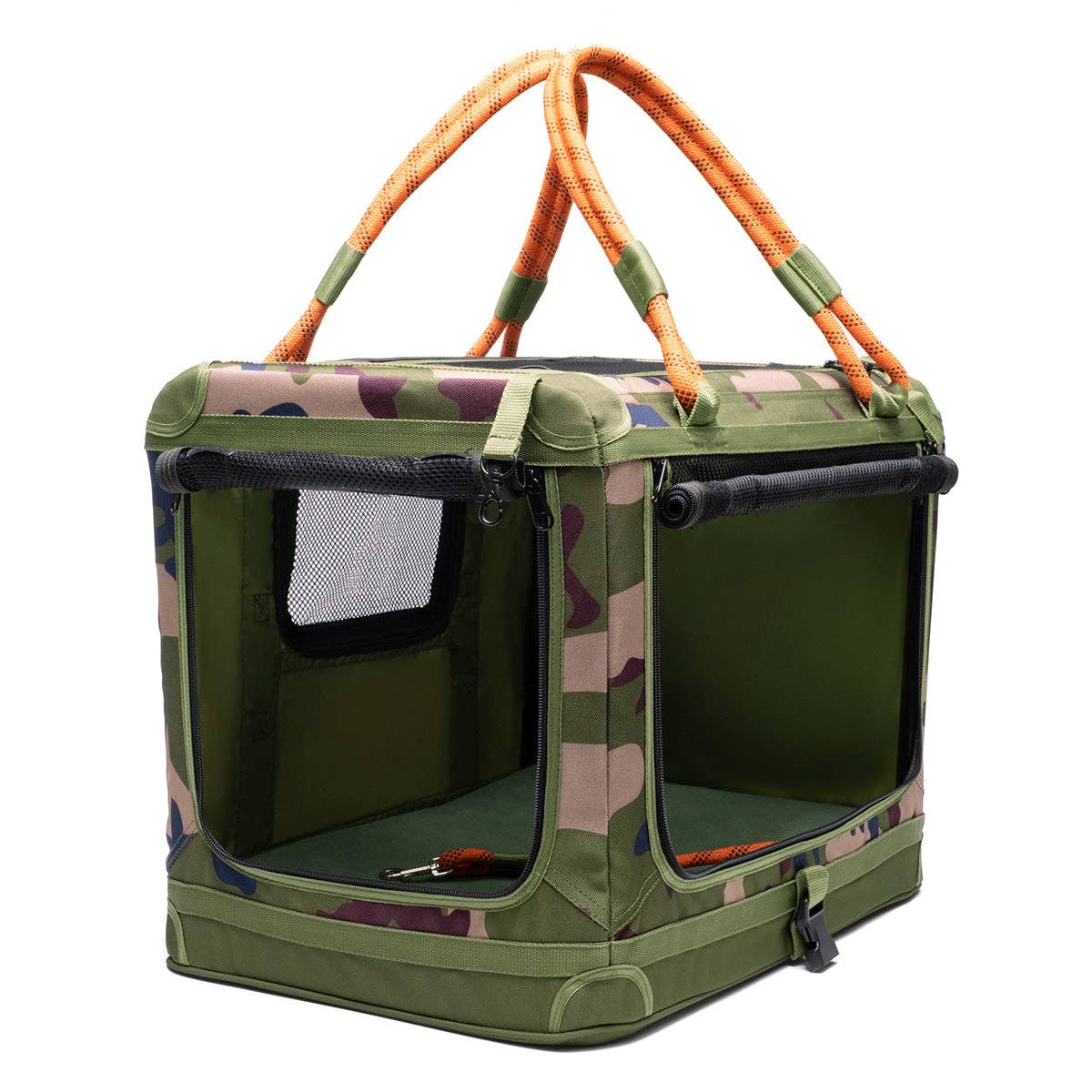ROVERLUND - AWAY-WE-GO PET CRATE: CAMO / ORANGE / SMALL - UP TO 25LBS